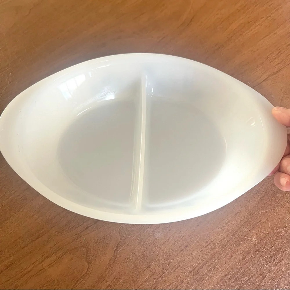 White Glasbake Cornflower separated dish 1965 pattern good condition no …